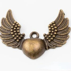 10Pcs Angel Wings Heart Charms for DIY Jewelry Making