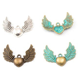10Pcs Angel Wings Heart Charms for DIY Jewelry Making