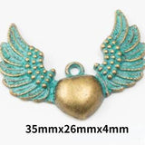 10Pcs Angel Wings Heart Charms for DIY Jewelry Making