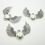 10Pcs Angel Wings Heart Charms for DIY Jewelry Making
