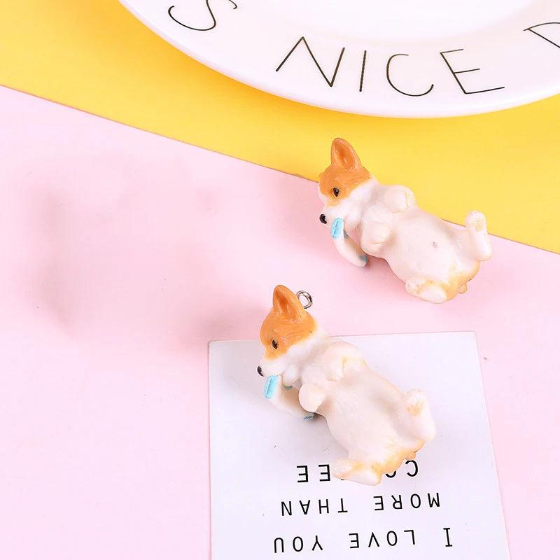 2pcs Korea Dog Pig Mynah Resin Charms DIY Findings Animal Keychain Earrings Pend