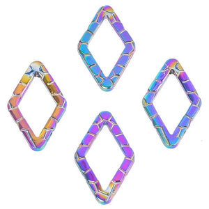 15pcs Rhombus Pendant Charm Stainless Steel Jewelry DIY Accessories