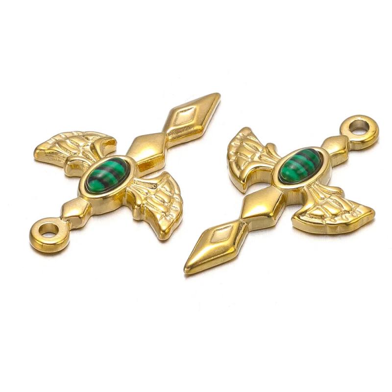 5Pcs Stainless Steel Angel Wings Holy Sword Charm Pendant