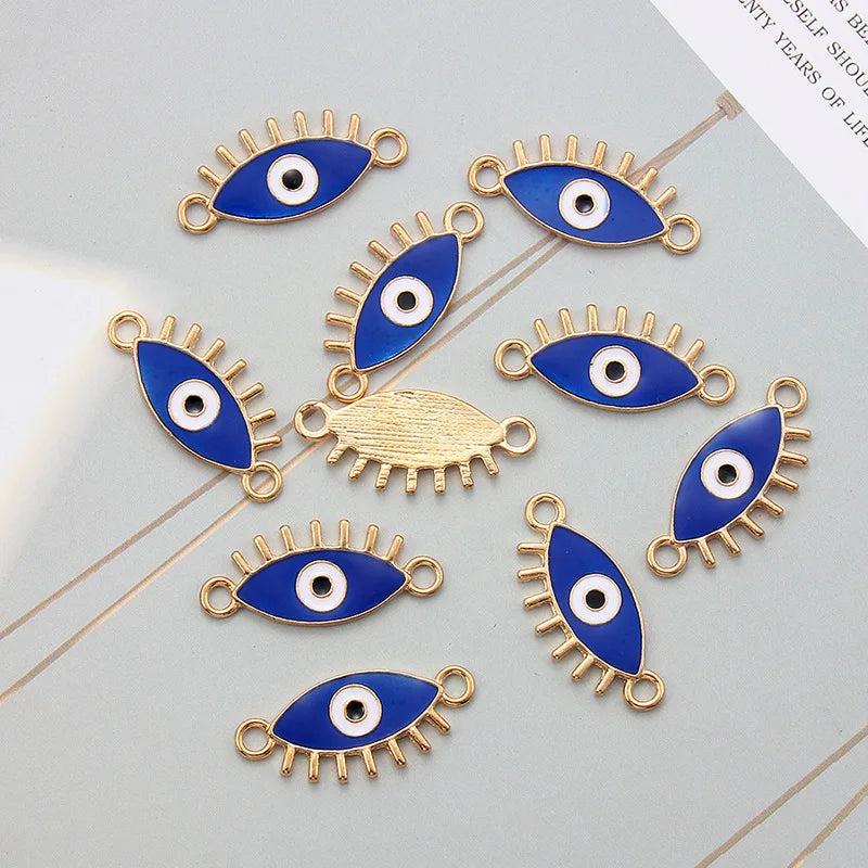 20pcs Evil Eye Double Hanging Pendant Metal DIY Accessories
