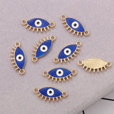 20pcs Evil Eye Double Hanging Pendant Metal DIY Accessories