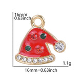 15pcs Colorful Christmas Hat Rhinestone Enamel Charms Pendant DIY Jewelry Making