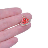 15pcs Colorful Christmas Hat Rhinestone Enamel Charms Pendant DIY Jewelry Making