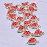 15pcs Colorful Christmas Hat Rhinestone Enamel Charms Pendant DIY Jewelry Making