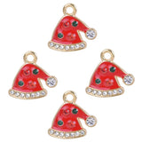 15pcs Colorful Christmas Hat Rhinestone Enamel Charms Pendant DIY Jewelry Making