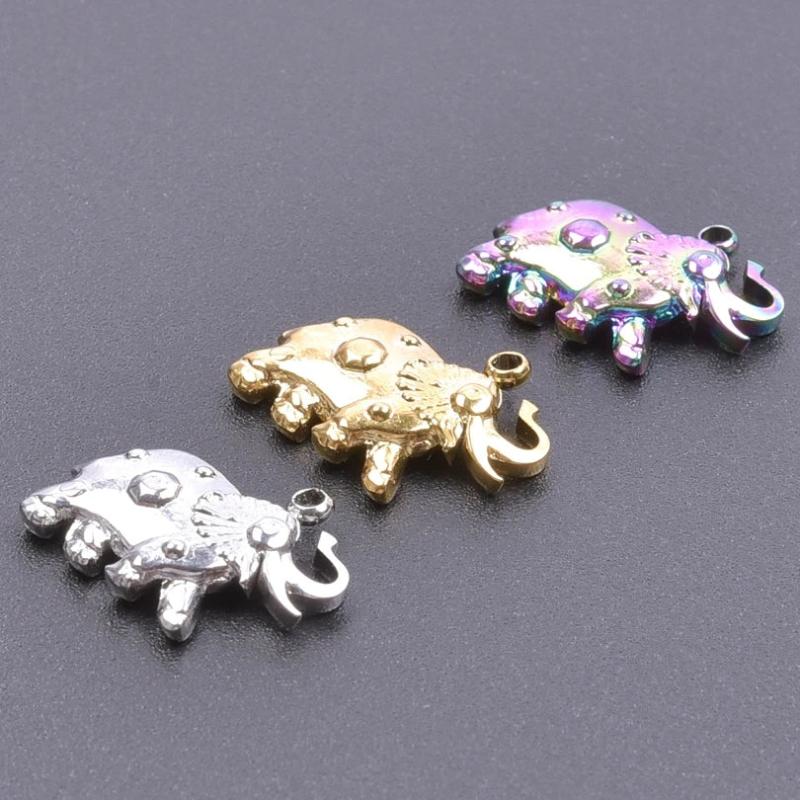 10pcs Stainless Steel Elephant Pendant Necklaces for Men Women