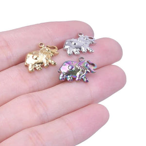 10pcs Stainless Steel Elephant Pendant Necklaces for Men Women