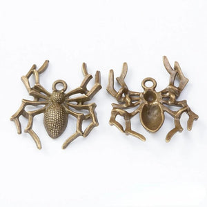10Pcs Spider Halloween Charms 35x30mm Antique Bronze Silver Pendant DIY Jewelry