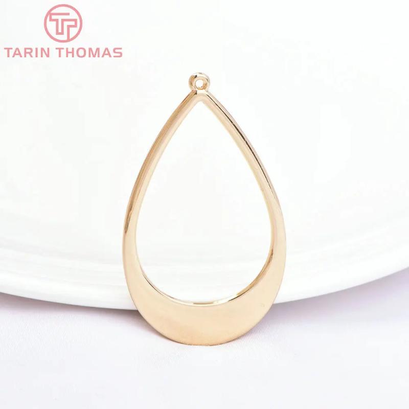 6PCS 29.5x50MM 24K Brass Water Droplet Shape Charms Pendants