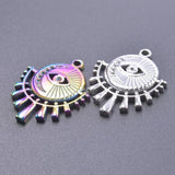 5pcs Rainbow Silver Cutout Devil's Eye Moon Sun Stainless Steel Charms Pendant