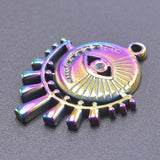 5pcs Rainbow Silver Cutout Devil's Eye Moon Sun Stainless Steel Charms Pendant