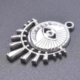 5pcs Rainbow Silver Cutout Devil's Eye Moon Sun Stainless Steel Charms Pendant