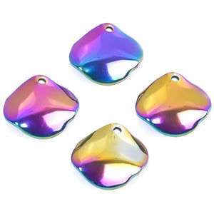 15pcs Punk Wave Pattern Plaque Disc Rainbow Charms for Earrings Making