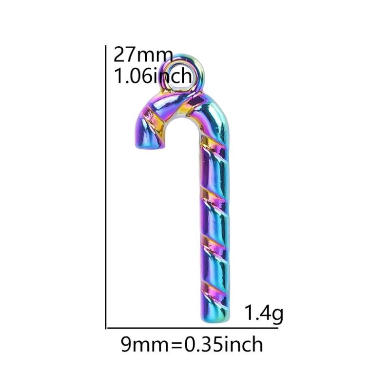 20pcs/Lot Rainbow Candy Cane Hook Party Christmas Charms Alloy Metal Pendant