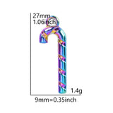20pcs/Lot Rainbow Candy Cane Hook Party Christmas Charms Alloy Metal Pendant