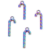 20pcs/Lot Rainbow Candy Cane Hook Party Christmas Charms Alloy Metal Pendant
