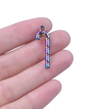 20pcs/Lot Rainbow Candy Cane Hook Party Christmas Charms Alloy Metal Pendant