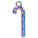 20pcs/Lot Rainbow Candy Cane Hook Party Christmas Charms Alloy Metal Pendant