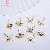 6PCS 11MM 24K Brass Zircon Charms Pendants DIY Jewelry Accessories