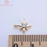 6PCS 11MM 24K Brass Zircon Charms Pendants DIY Jewelry Accessories