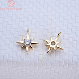 6PCS 11MM 24K Brass Zircon Charms Pendants DIY Jewelry Accessories