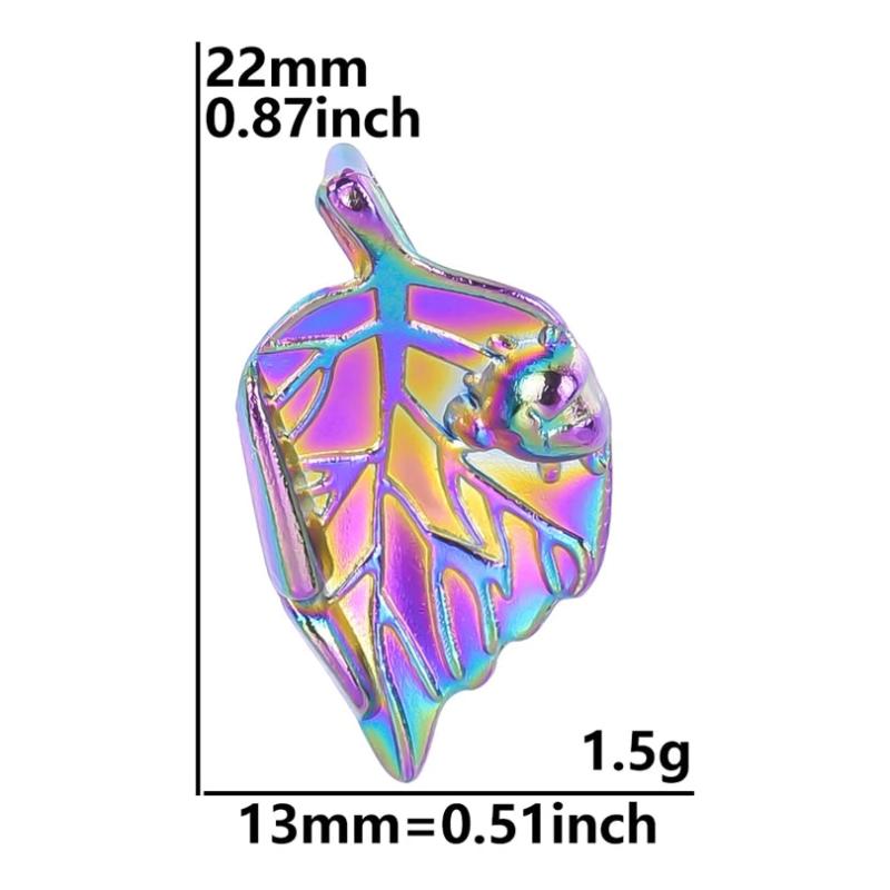Rainbow Leaf Bug Eye Plant Worm Tree Alloy Pendant for Jewelry Making DIY