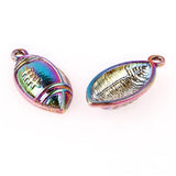 15pcs Football Rugby Sports Charms Rainbow Alloy Pendant