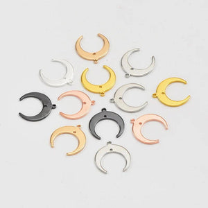 Moon Pendant Earrings Charm Necklace Pendant for DIY Jewelry Making