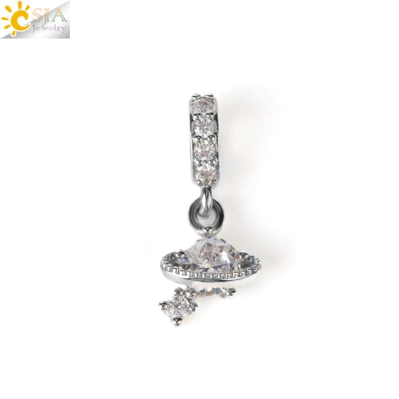 CSJA Planet Charms Cubic Zirconia Earrings S808