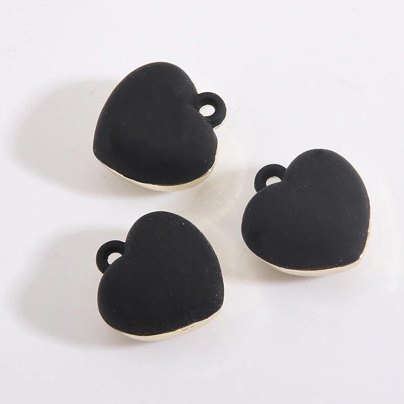 10pcs Enamel Heart Love Charms Three Colors for Jewelry Making DIY