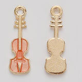 30Pcs Enamel Violin Music Charms for Jewelry Making