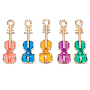 30Pcs Enamel Violin Music Charms for Jewelry Making