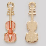 30Pcs Enamel Violin Music Charms for Jewelry Making