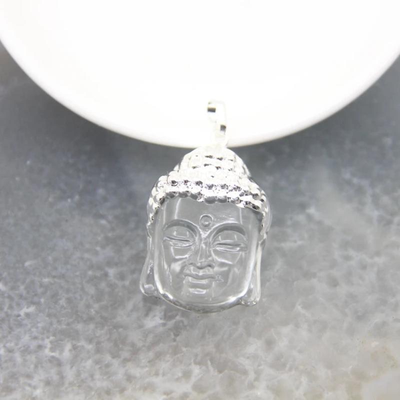 Buddha Head Pendant Natural Stone Necklace DIY Jewelry Women