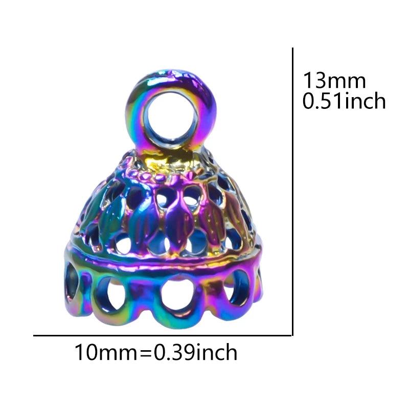 20pcs Rainbow Lampshade Lace Bead Caps Charms Pendant DIY Jewelry Making