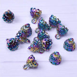 20pcs Rainbow Lampshade Lace Bead Caps Charms Pendant DIY Jewelry Making