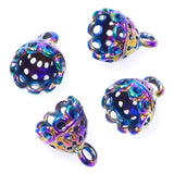 20pcs Rainbow Lampshade Lace Bead Caps Charms Pendant DIY Jewelry Making