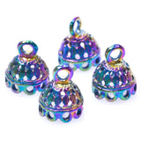 20pcs Rainbow Lampshade Lace Bead Caps Charms Pendant DIY Jewelry Making