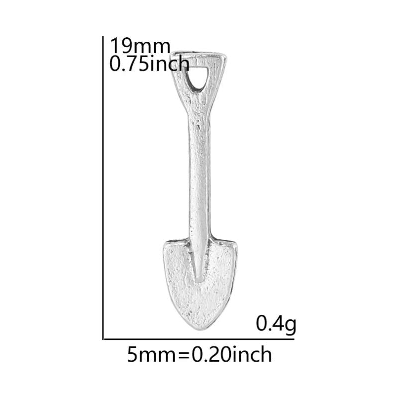 70pcs Retro Silver Shovel Charms for Jewelry Making