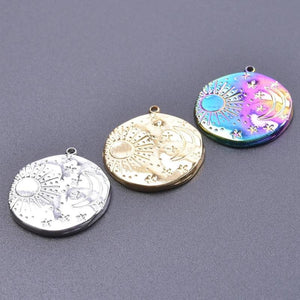 5pcs Stainless Steel Round Plaque Charms for Earring Making