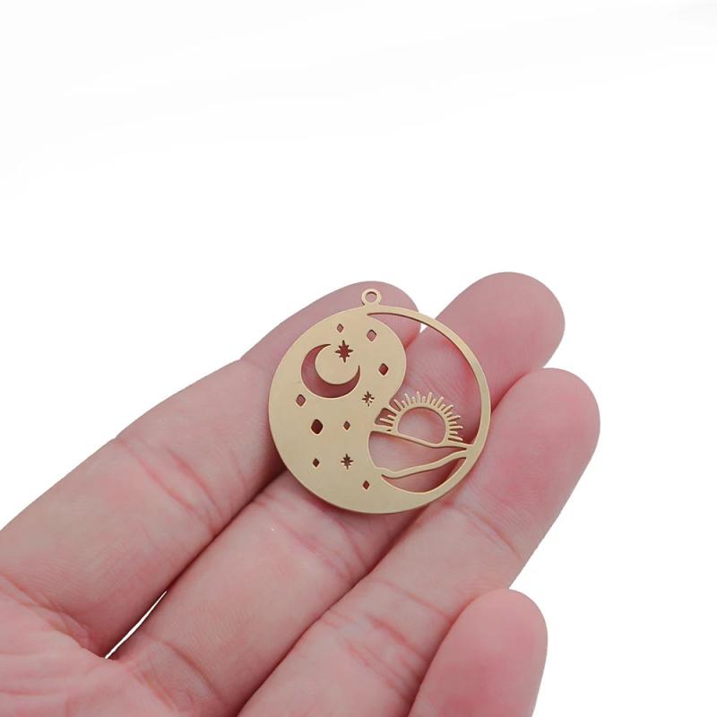 4Pcs Brass Sun Moon Charms Celestial Pendants Diy Jewelry Making