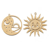 4Pcs Brass Sun Moon Charms Celestial Pendants Diy Jewelry Making