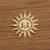 4Pcs Brass Sun Moon Charms Celestial Pendants Diy Jewelry Making