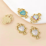 10Pcs Love Fish Scale Lace Alloy Charms Pendant Diy Heart-Shaped Scale Pendant