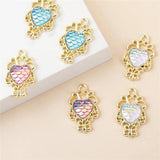 10Pcs Love Fish Scale Lace Alloy Charms Pendant Diy Heart-Shaped Scale Pendant