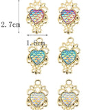 10Pcs Love Fish Scale Lace Alloy Charms Pendant Diy Heart-Shaped Scale Pendant